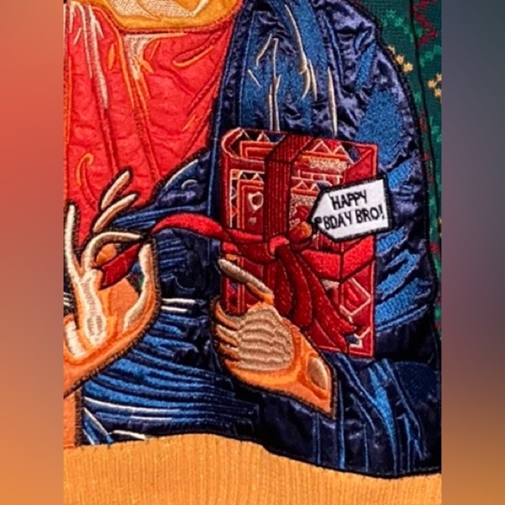 Christmas 🎄 Sweater "HAPPY BDAY BRO" Jesus with Present 🎁 Size XXL - Picture 5 of 5